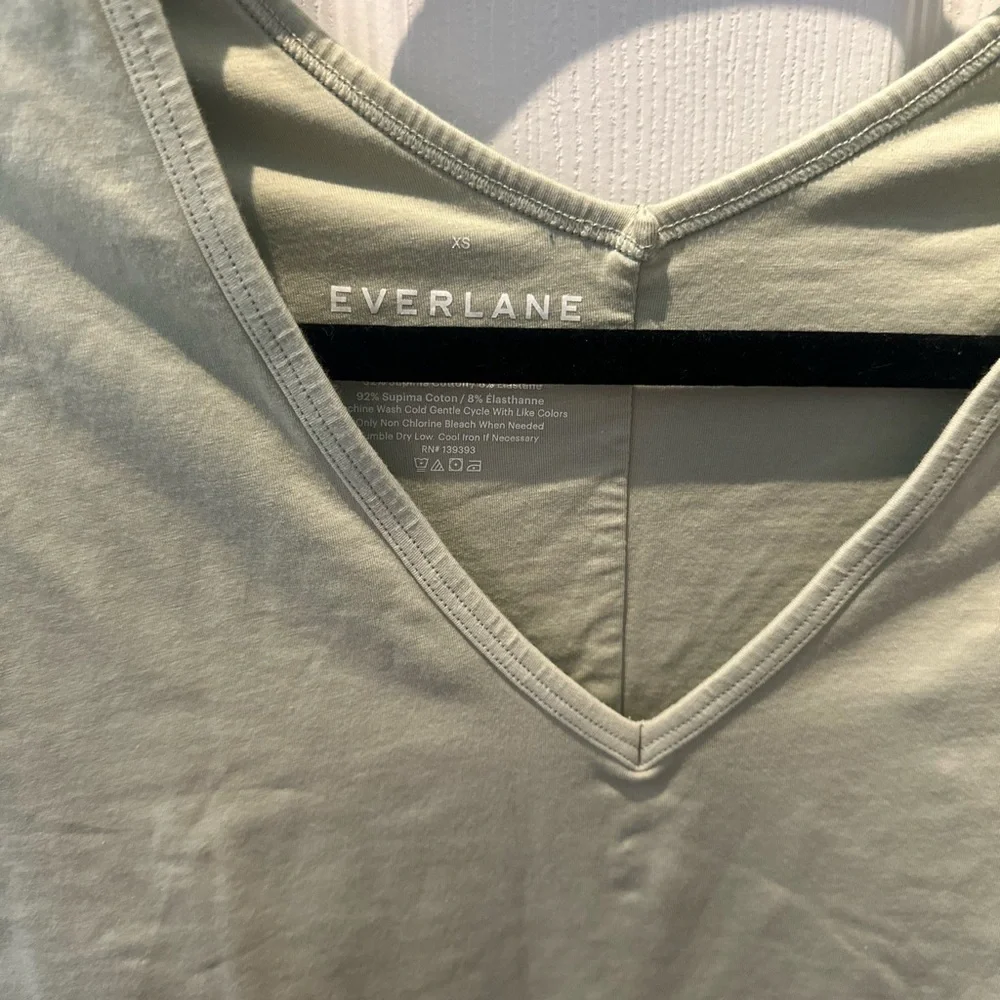NWOT Everlane XS Green Cap Sleeve Supima Cotton V-Neck Ballet Bodysuit Top